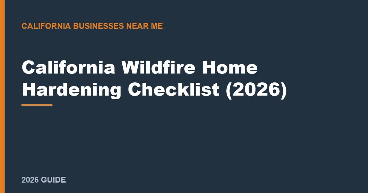 California Wildfire Home Hardening Checklist (2026)